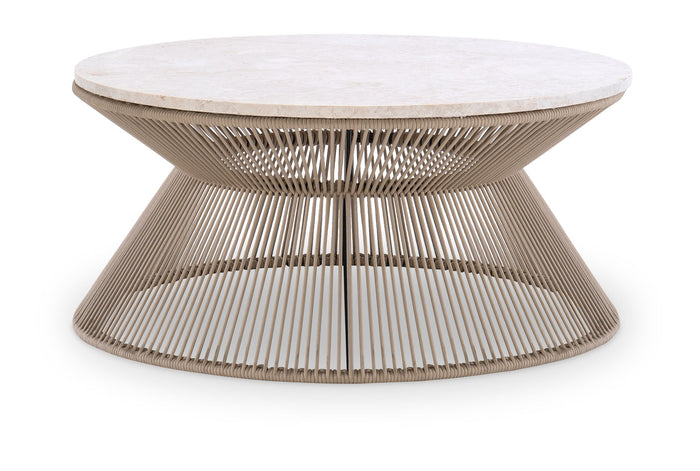 Biscayne Rope Cocktail Table with Travertine Top