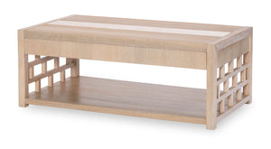 Biscayne Rectangle Cocktail Table with Travertine Insert
