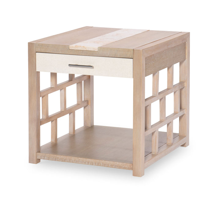 Biscayne Square End Table with Travertine Insert