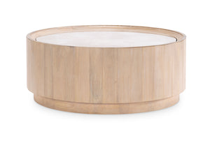 Biscayne Round Cocktail Table with Travertine Top